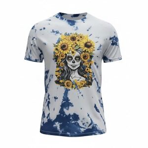 FRUIT of the LOOM Upcycle Shirt Sugar Skull Tie Dye Unisex Tee XL